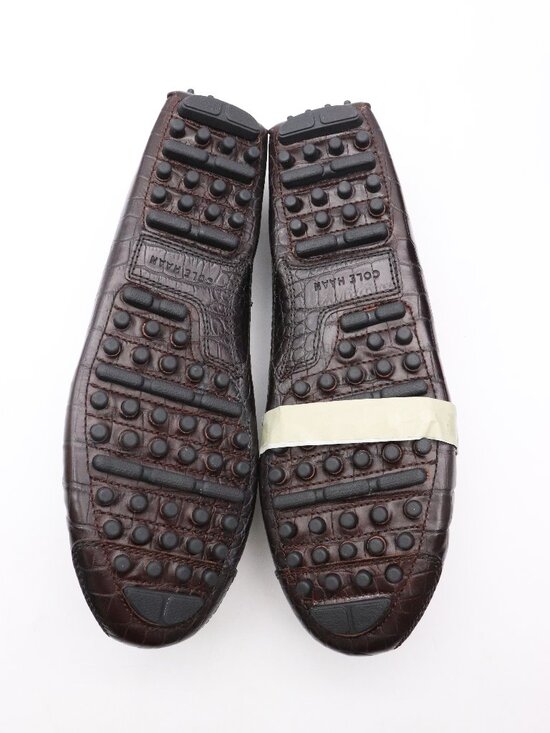 NWB Cole Haan Brown Leather Gunnison Men\'s 11.5 D Crocodile Print Driver Loafer